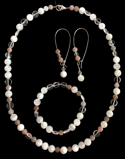 Moonstone, Sunstone & Quartz Jewelry Set