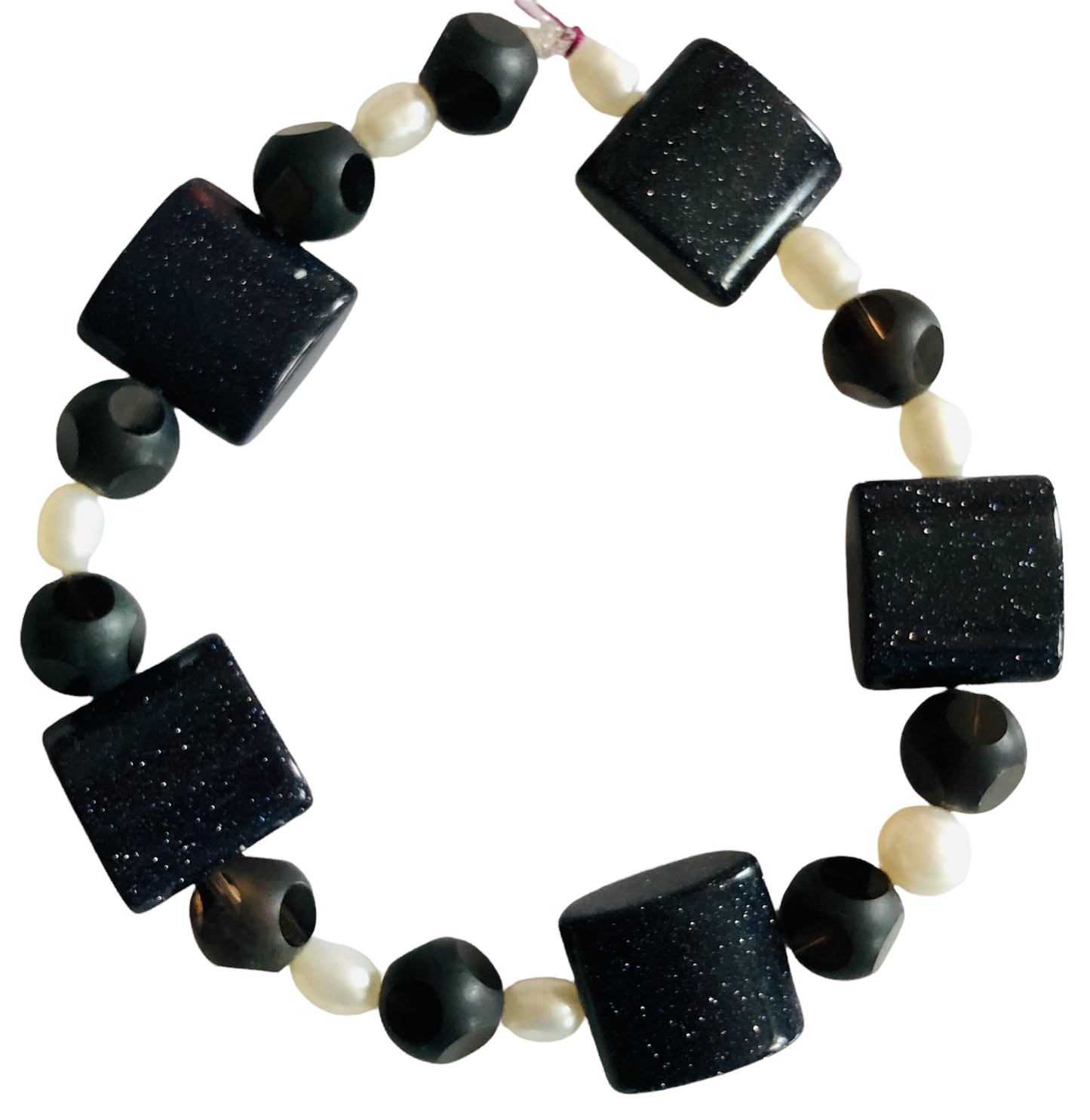 Water Pearl & Blue Goldstone Bracelet