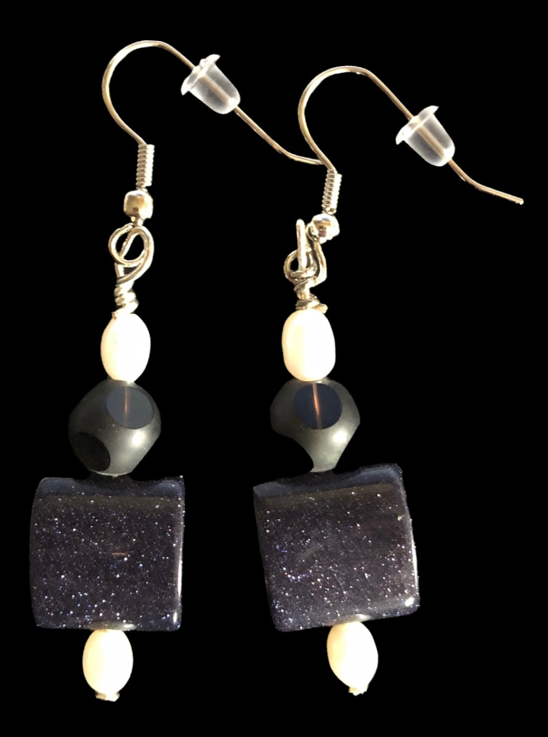 Water Pearl & Blue Goldstone Earing Set