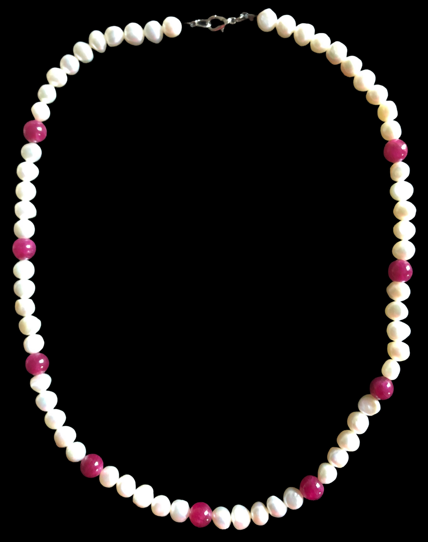 Red/ Magenta Agate & Water Pearl Beaded Necklace
