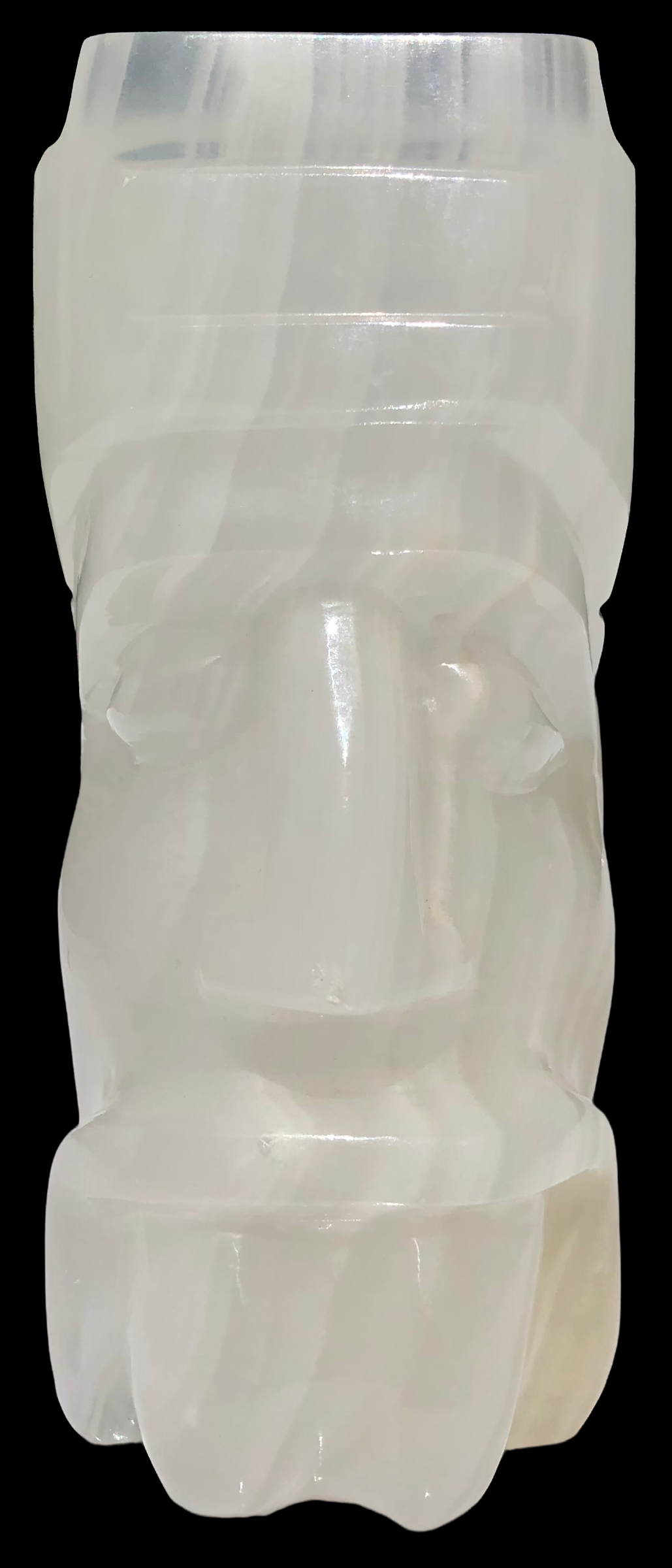White Agate Tiki Head Book End/ Wedge