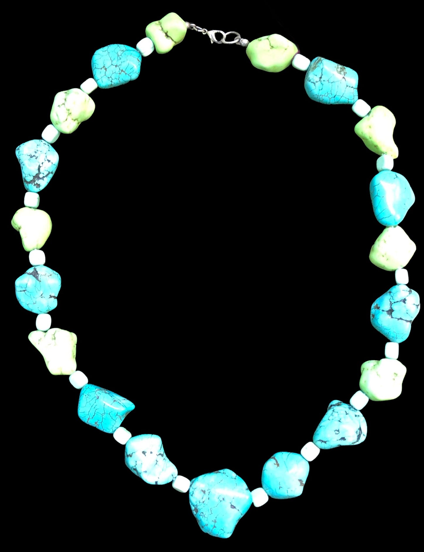 Green and Blue Enhanced Turquoise necklace & Bracelet