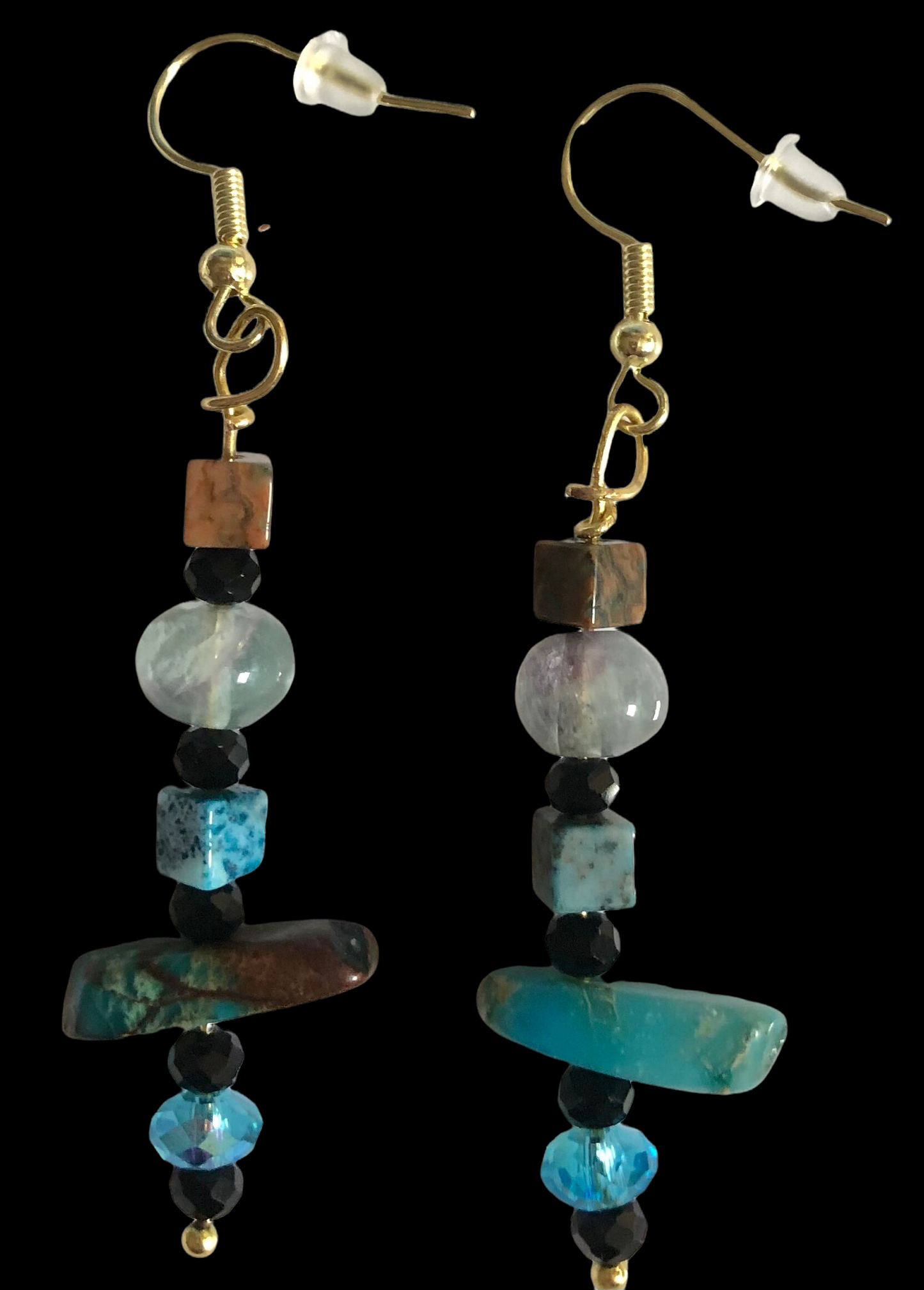 Gold Swarovski Crystals & Turquoise Earing Set