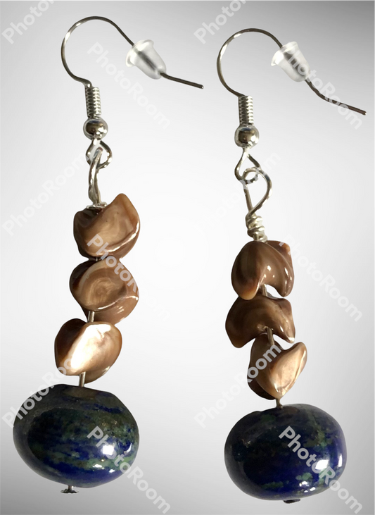 Agate, Quartz Crystal & Lapis Earing Set