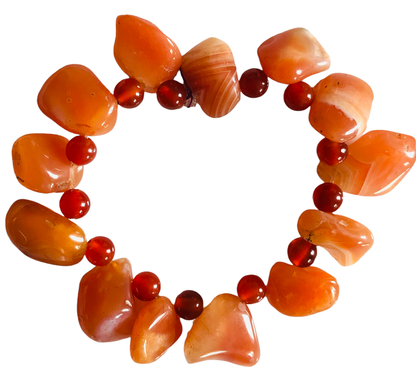 Orange Agate Beaded Bracelet