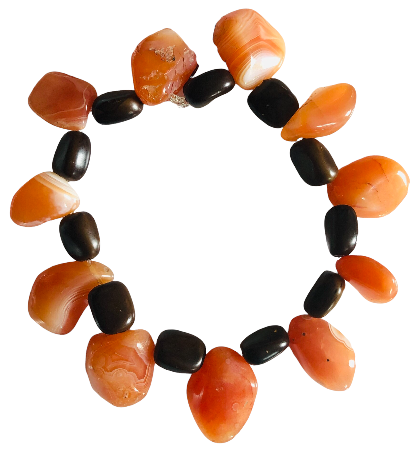 Orange Agate Beaded Bracelet