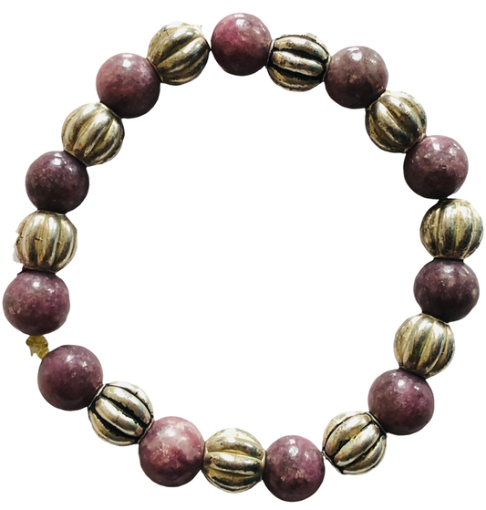 Lepidolite & Sterling 925 Silver Bracelet