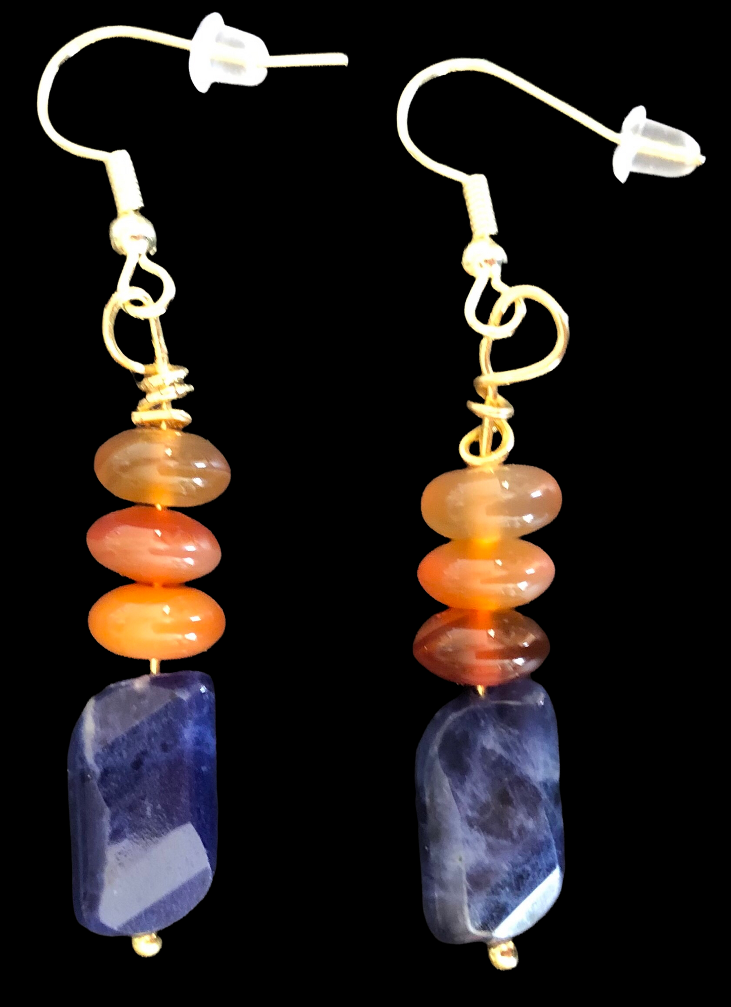 Agate, Quartz Crystal & Lapis Earing Set