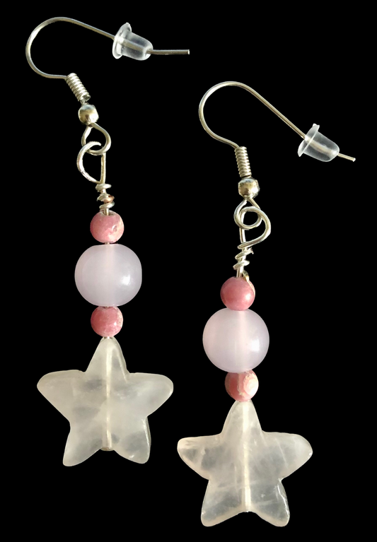 Rose Quartz Earing Star Set's