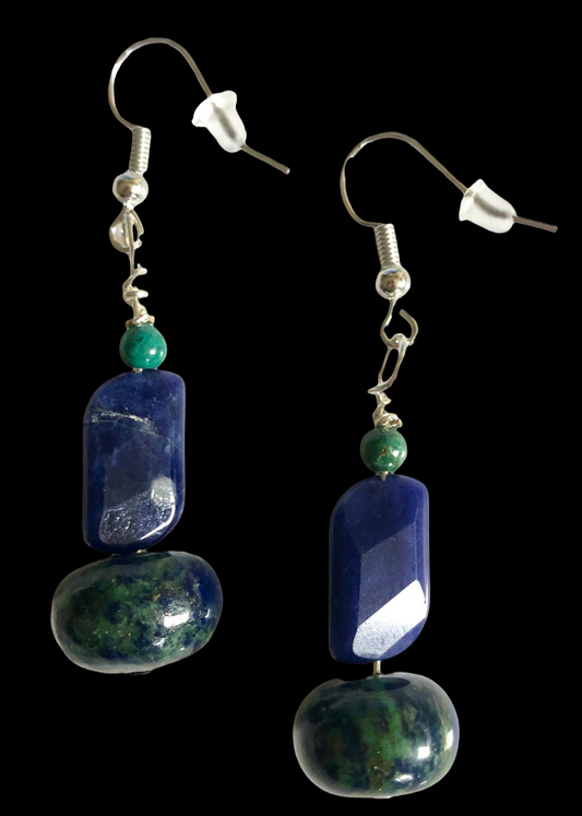 Malachite, Lapis & Sodalite Earing Set