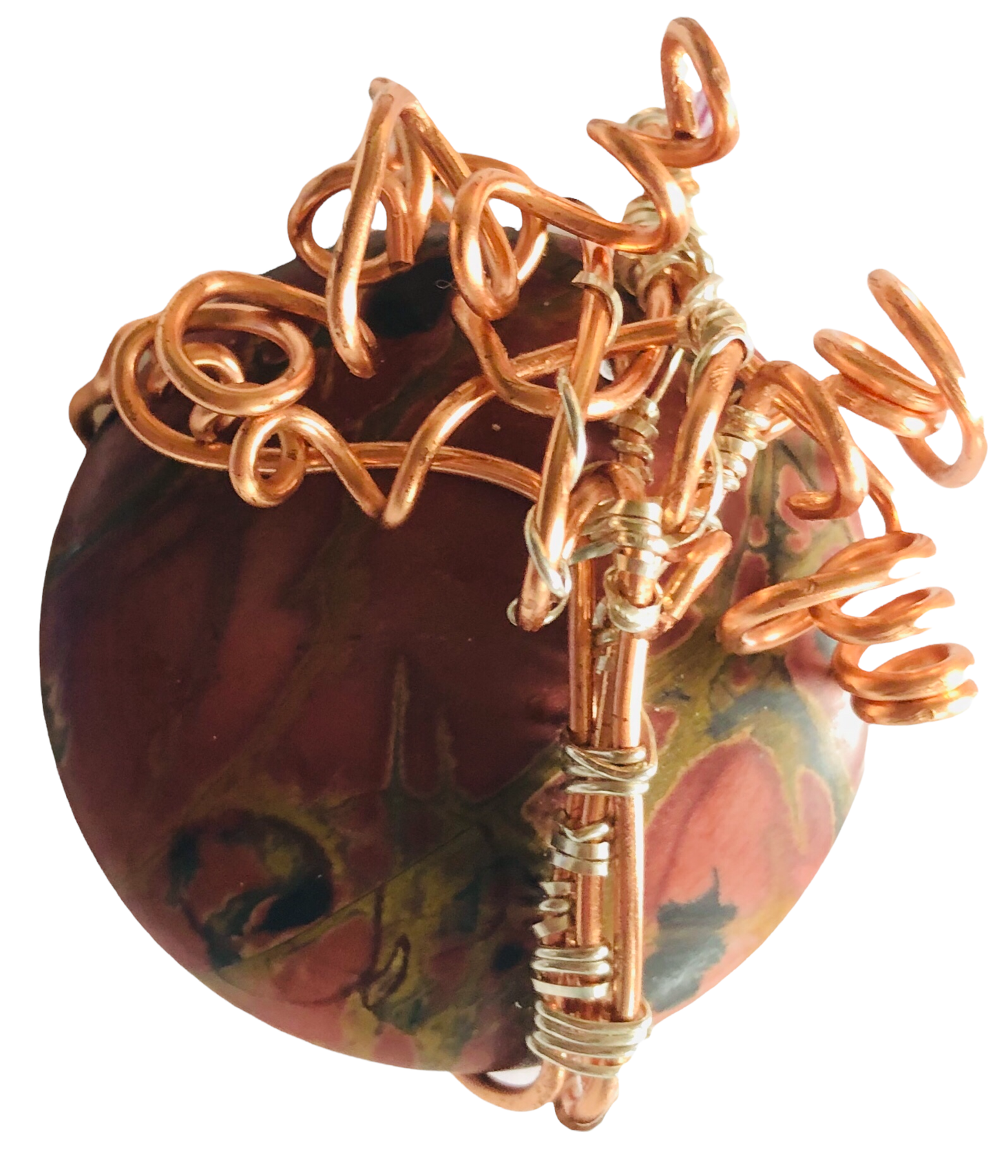 Picasso Jasper Copper Wire Tree Of Life Wrapped Pendant