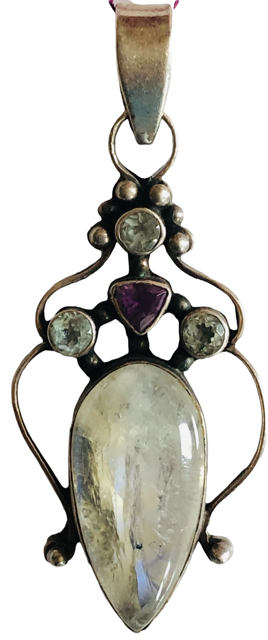 Moonstone, Amethyst & Topaz Pendant