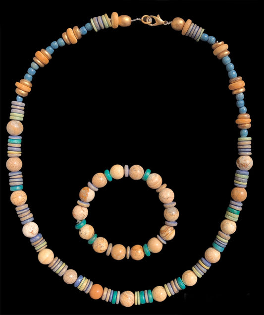 African Wood & Jasper Jewelry Set