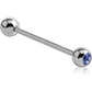 Stainless Steel Straight Barbell's w/ Gem's