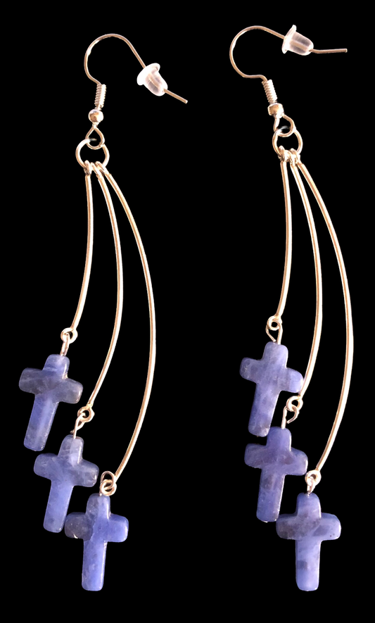 Sodalite Cross Earing's