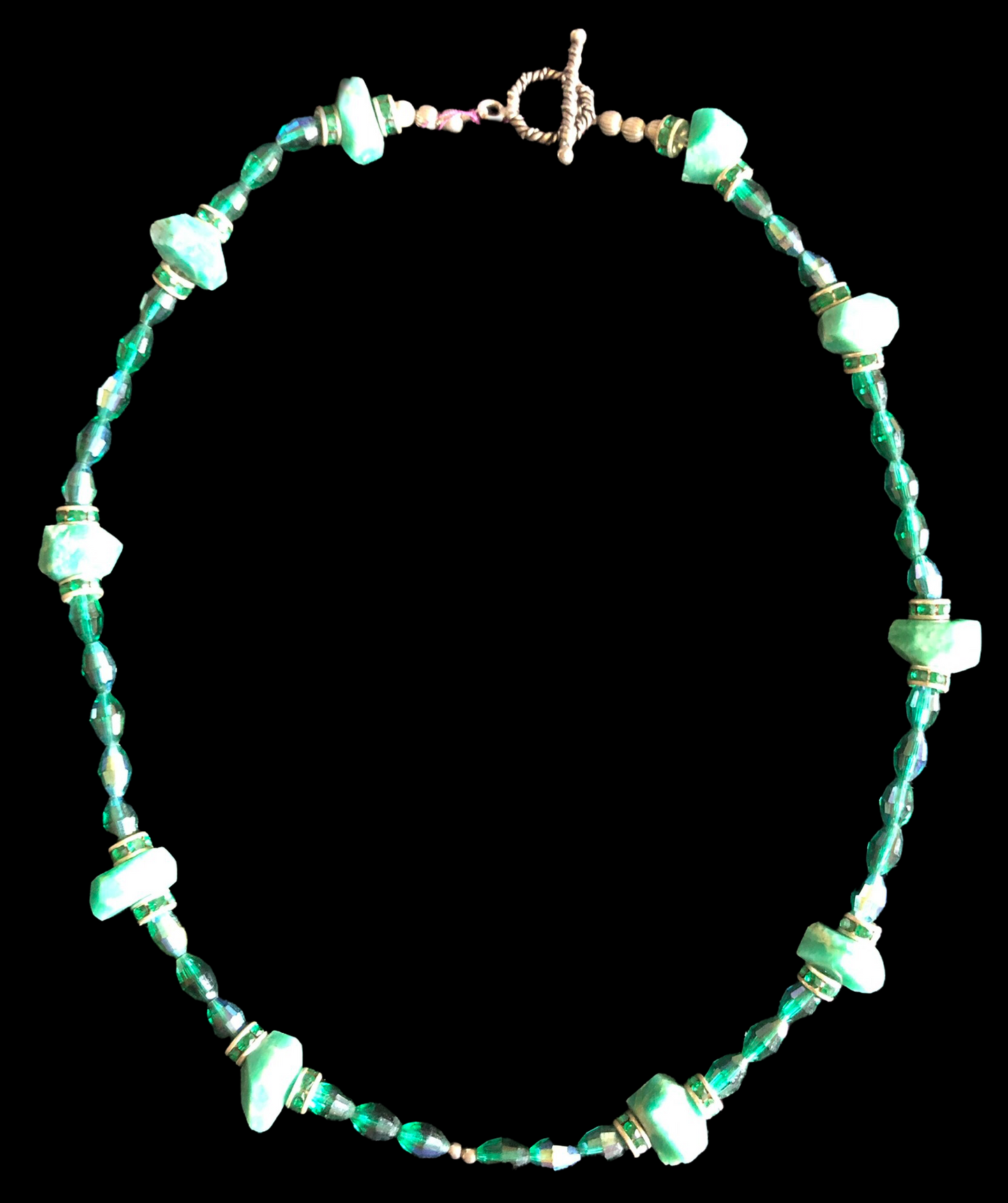 Chrysoprase & Green Swarovski Crystals Necklace