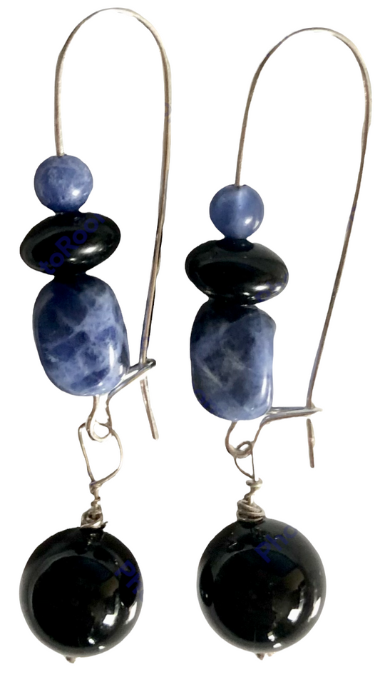 Black Onyx & Sodalite Earing Set