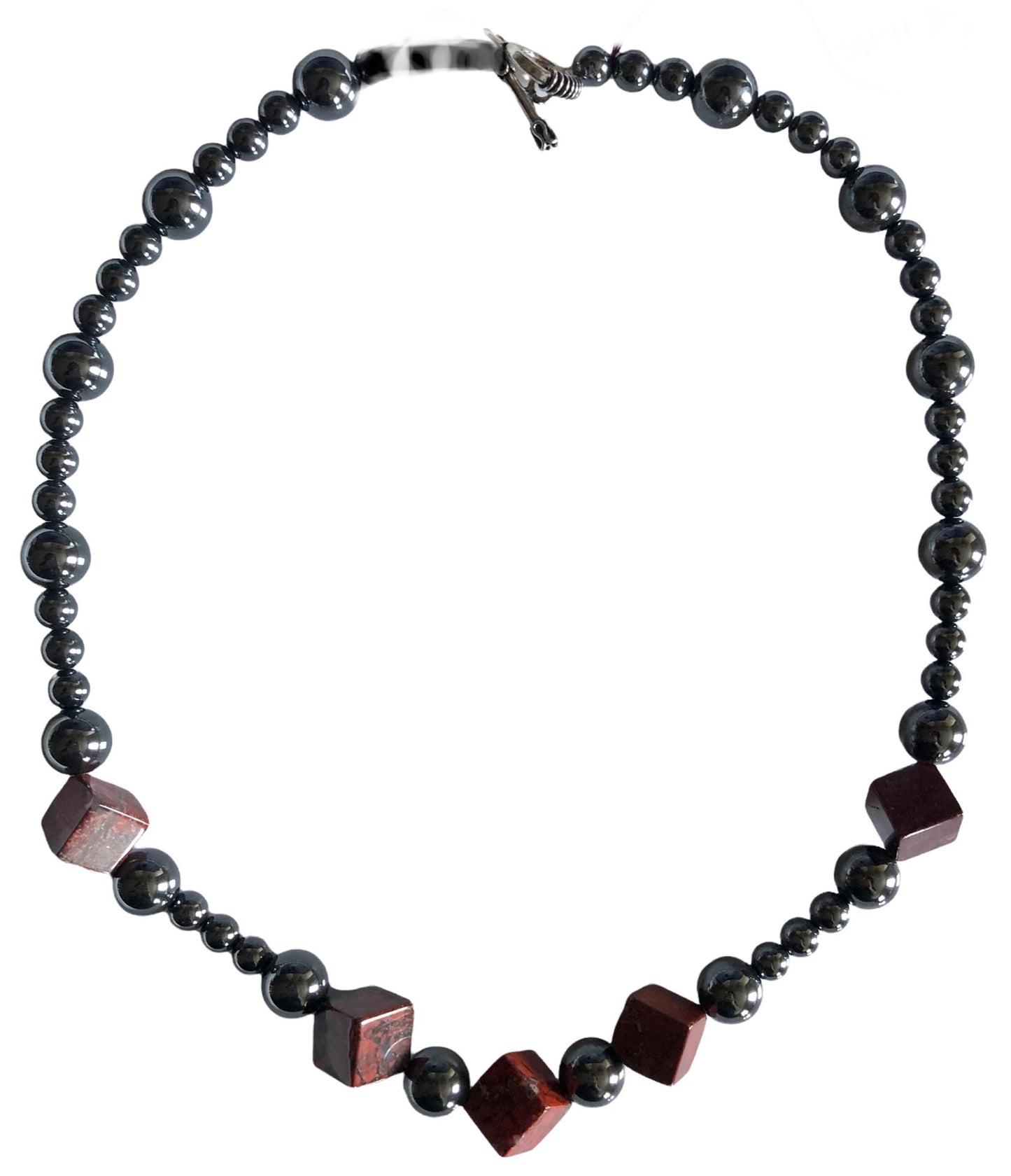 Red Jasper & Hematite Beaded Necklace