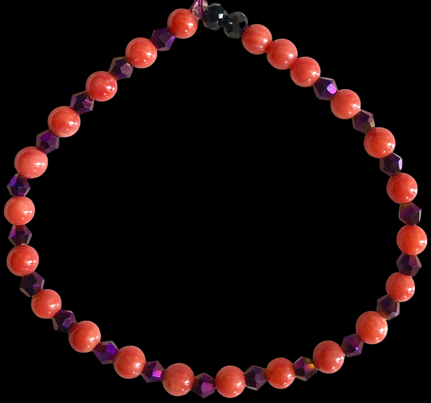 Orange Carnelian & Purple Swarovski Crystals