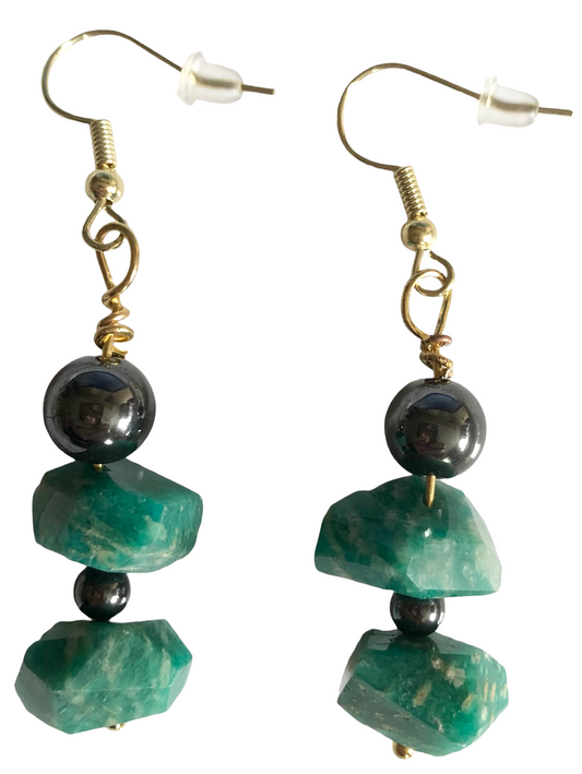 Ruby Zoisite & Hematite Earing's