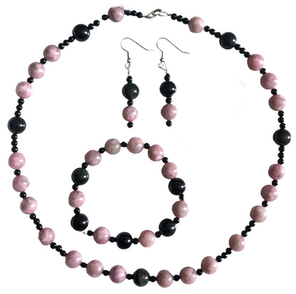 Lepidolite & Black Onyx Jewelry Set #3