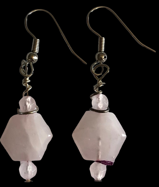 Rose Quartz Octagon Jewelry Set #2