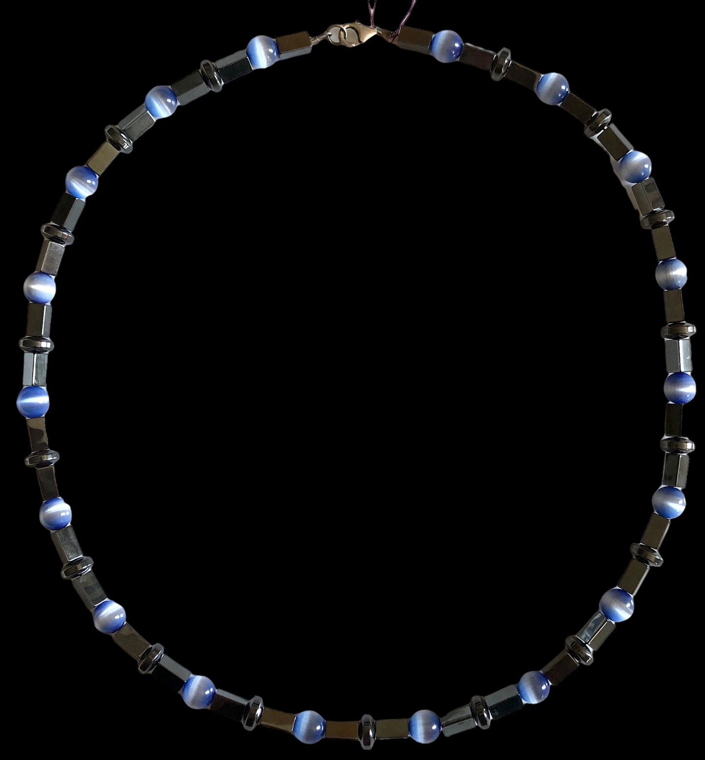 Light Blue Tigers/Cat Eye Beaded Necklace