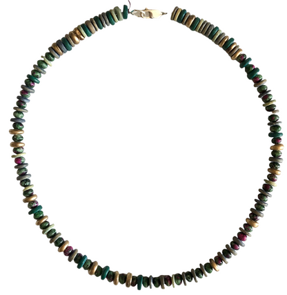 Ruby Zoisite & African Wood Beaded Necklace #2
